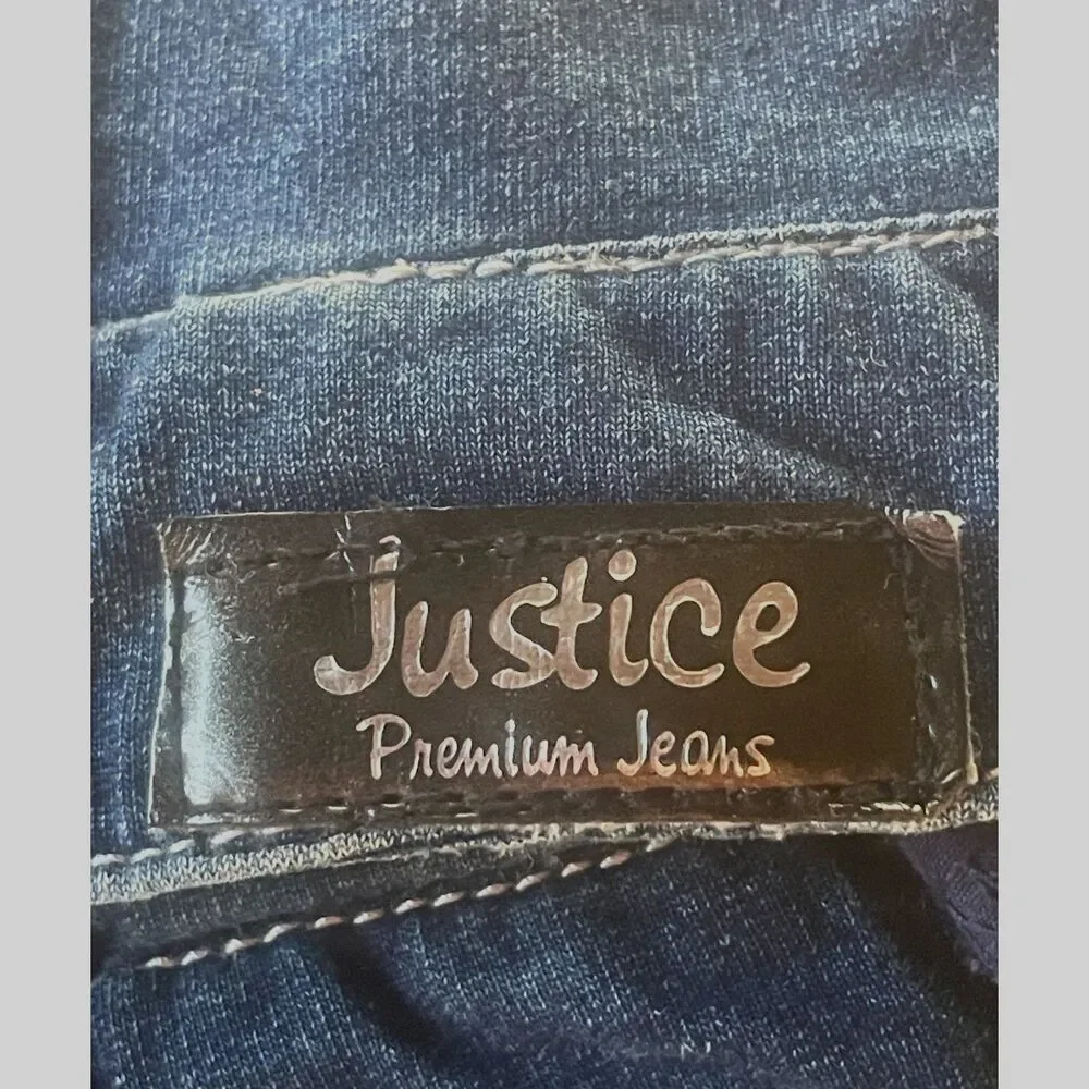 Justice Girls Studded Cotton Denim Moto Jacket Rhinestone Size 8 Back to School